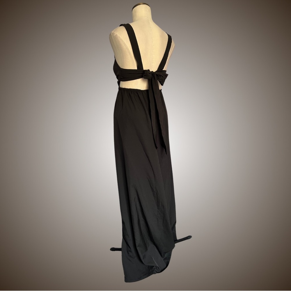 Black Swim Cover Up Maxi with Double Thigh High Slits - Picture 3 of 7
